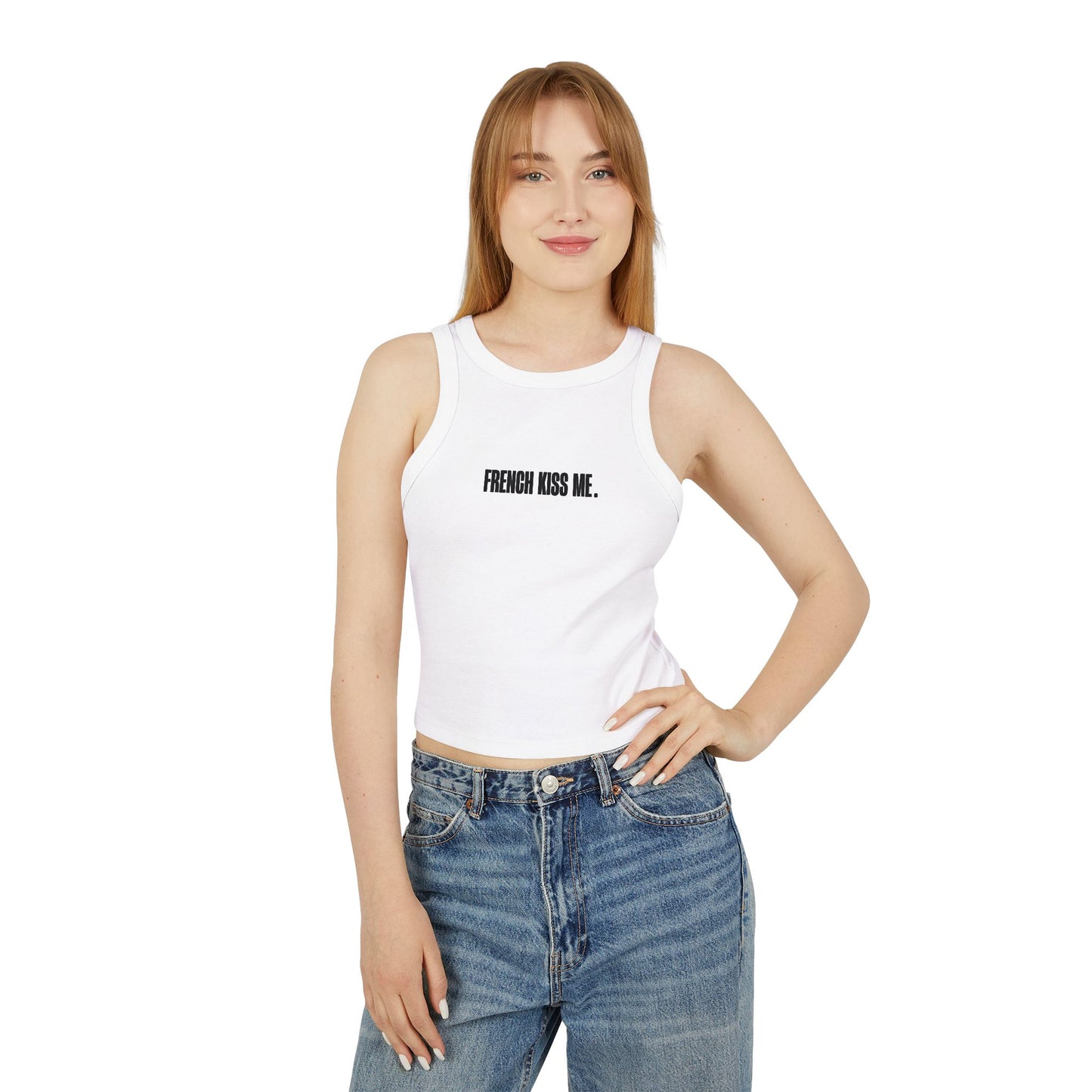 French Kiss Me Women's Micro Rib Racer Tank Top